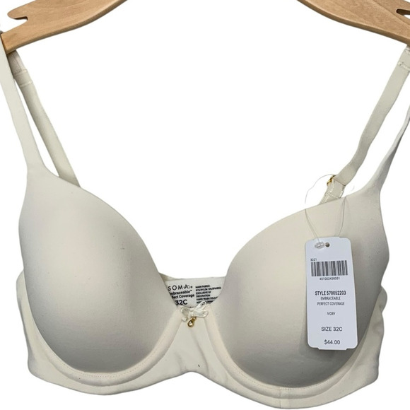 Soma Bra Women's Size 32C Embraceable Perfect Full Coverage Underwire Ivory NWT - Picture 2 of 6
